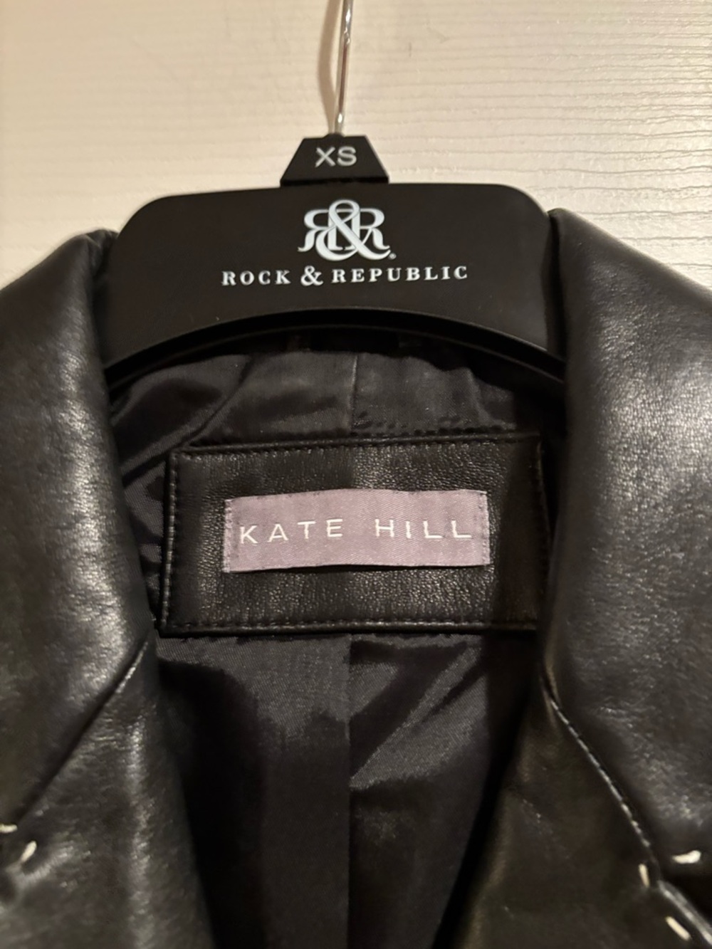 Black Leather Topstitched Jacket/Blazer - Picture 7 of 14